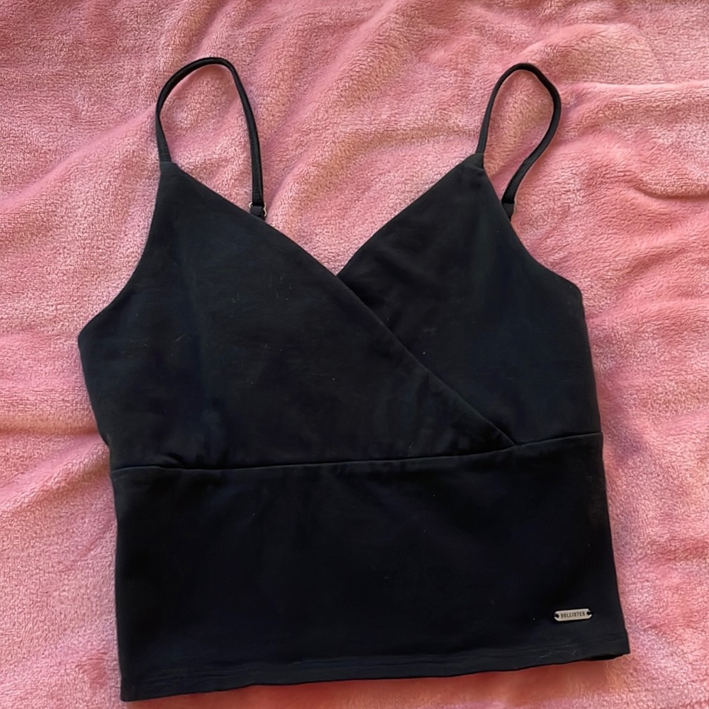 Hollister black cross over tank top